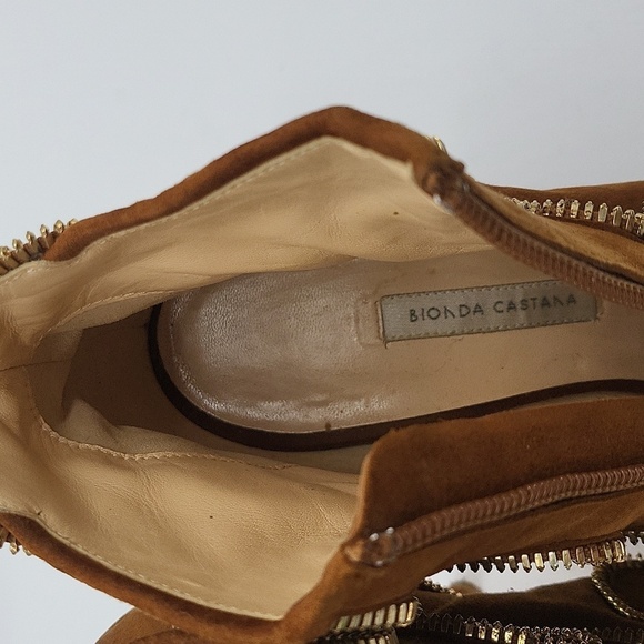 941- Bionda Castana Ankle Suede Boots Open Toe Made In Italy Size 6.5 - Picture 11 of 12